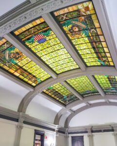 Stained glass ceiling at the main library