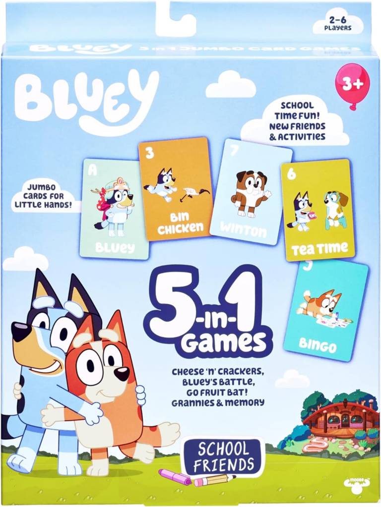 Card Game. Bluey-themed large card game pack.