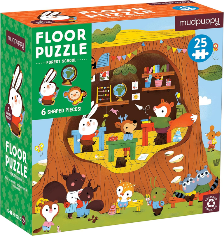 Floor puzzles with animals in a tree.